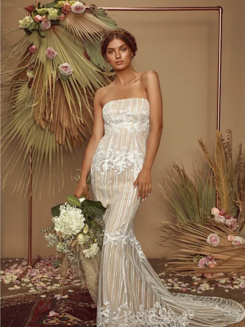 Lulus Ever Thine White Lace Strapless Maxi Dress